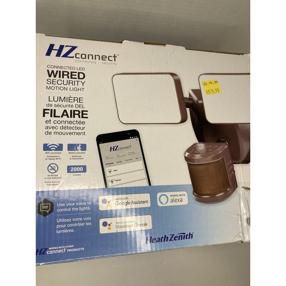 Heath Zenith WiFi Motion Security Light Wired 180 Degree Sensor 2000 Lumen